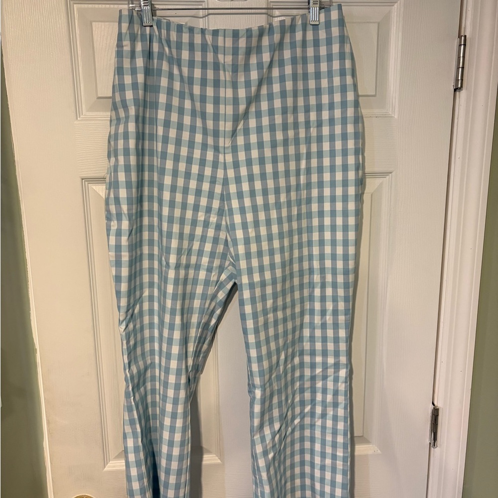 New York & Company Blue and White Gingham Pants
